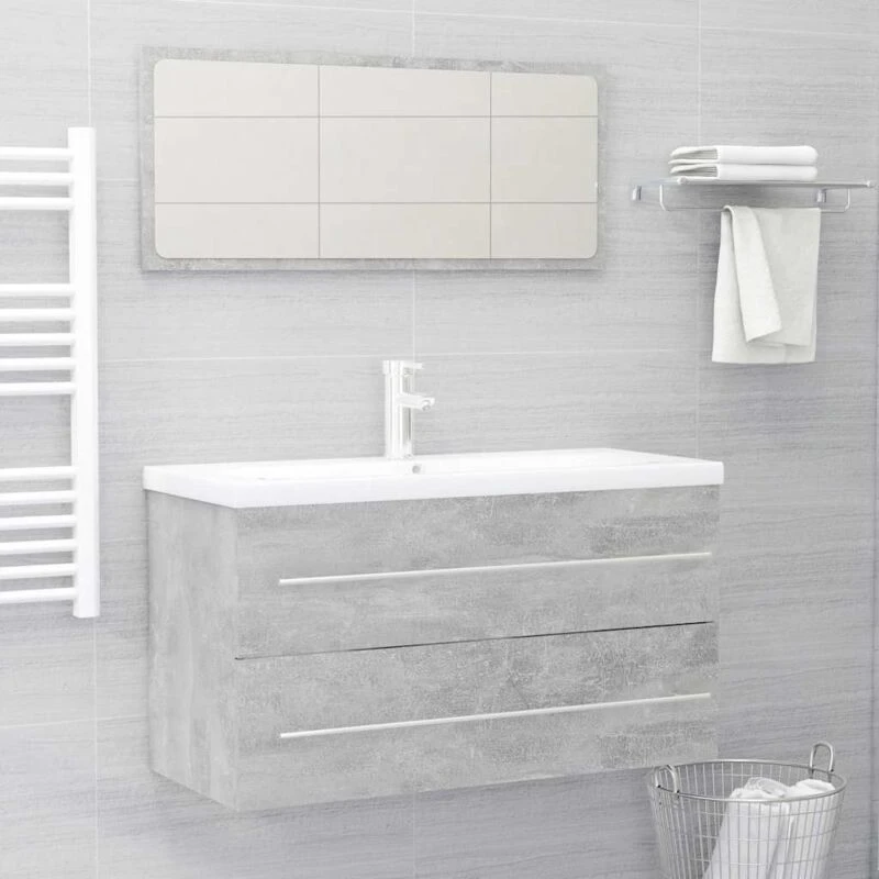 Image of VIDAXL Vidaxl - 2 Piece Bathroom Furniture Set Concrete Grey Engineered Wood 8720286243251