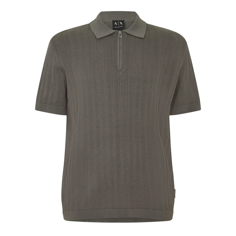 Image of Armani Exchange Mens Knitted Polo Shirt Chimera Khaki male M