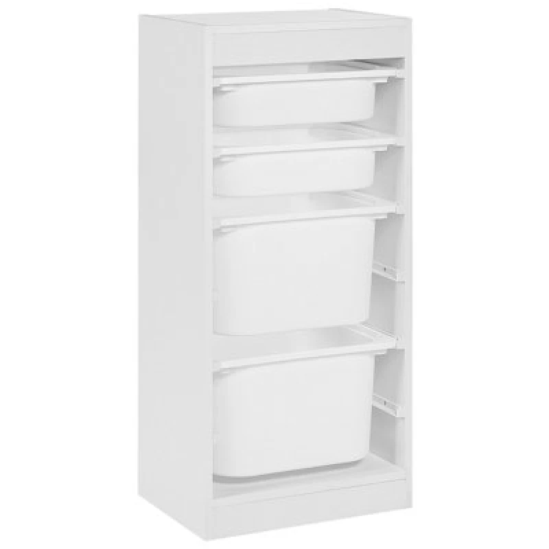Image of Beliani Shelf With 4 Storage Boxes Tobin White