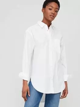 Image of BOSS 100% Cotton Embroidered Chest Logo Shirt - White, Size S, Women