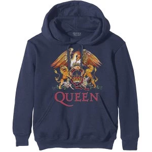 Image of Queen - Classic Crest Mens X-Large Pullover Hoodie - Navy Blue