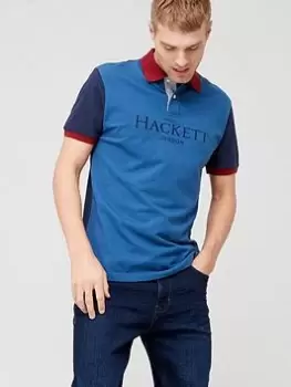 Image of Hackett Hackett Heritage Polo Shirt, Blue, Size L, Men
