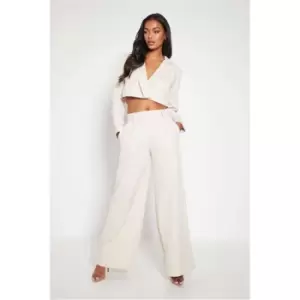 Image of I Saw It First Stone Petite Woven High Waisted Wide Leg Trousers - Brown