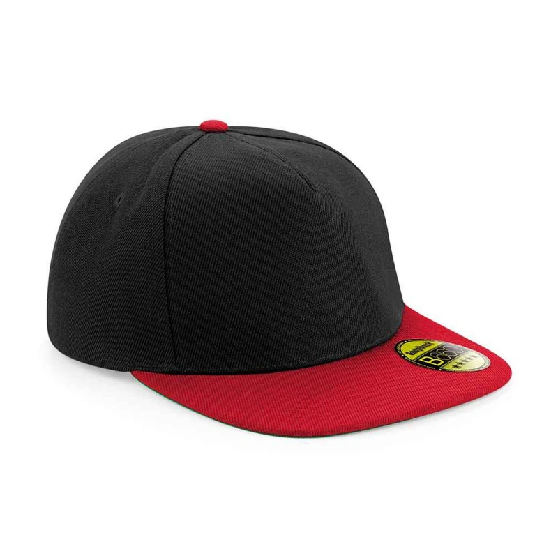Image of Beechfield Womens Original Flat Peak Snapback Cap in Scarlet Scarlet Female One Size
