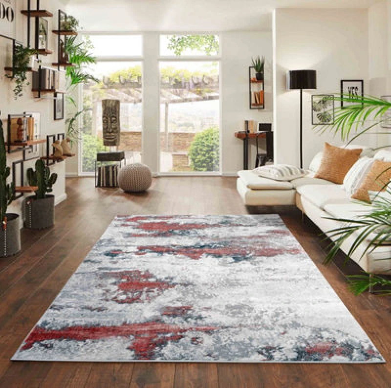 Image of Onyx Modern Living Room Rug - Abstract Area Rugs Pink - Runner 60X220 Cm