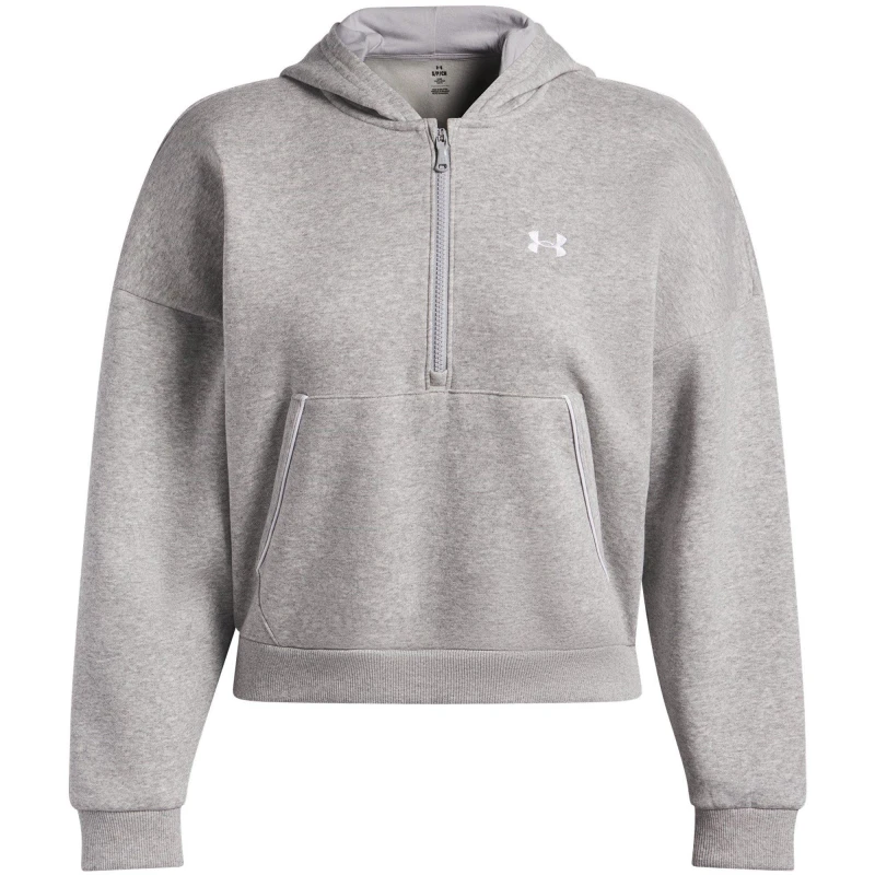Image of Under Armour Womens Rival Pipe 1/4 Zip Fleece Mod Grey/Heathr female 8 (XS)