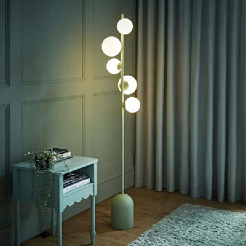 Image of ValueLights Marlow Opaque Glass Globe 5 Way Floor Lamp Green