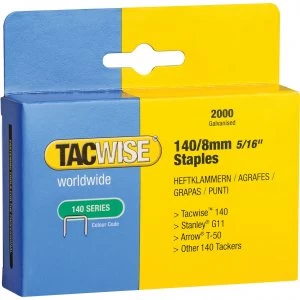 Image of Tacwise 140 Staples 8mm Pack of 2000