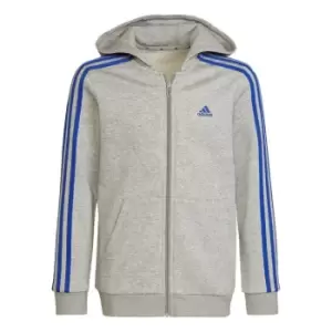 Image of adidas Essentials 3-Stripes Hoodie Kids - Medium Grey Heather / Royal Bl