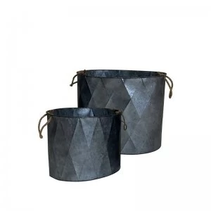 Image of Set of 2 Aged Zinc Effect Planters