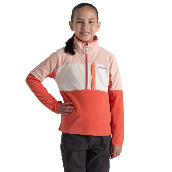 Image of Craghoppers Girls Bromley Half Zip Fleece Jacket 3-4 years Pink Punch/Deep Coral CKA271G-Y5X-3