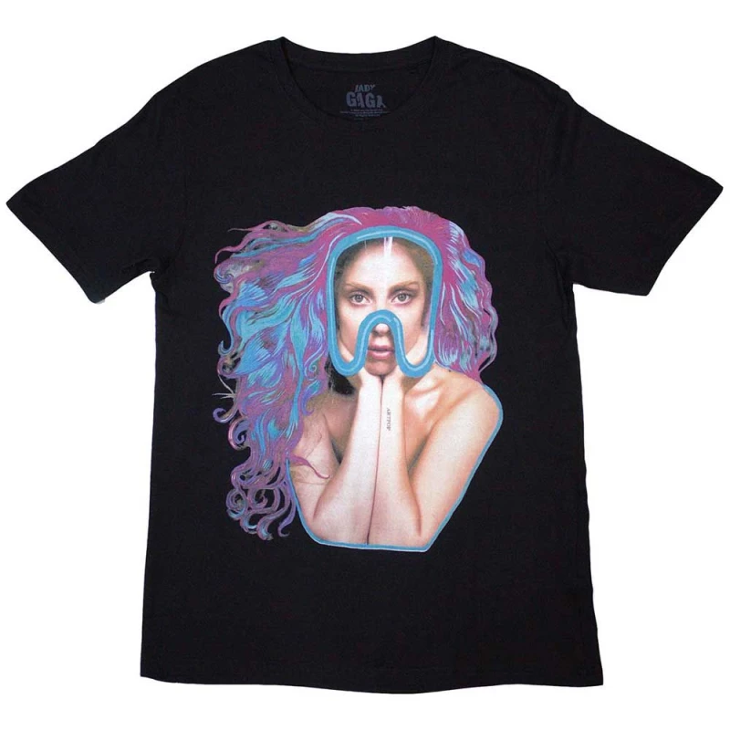 Image of Lady Gaga Mens Artpop Goggles T-Shirt in Black Size: XL Black Male XL