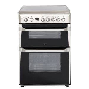 Image of Indesit ID60C2XS Ceramic Hob Double Oven Electric Cooker