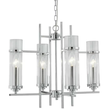 Image of Searchlight Lighting - Searchlight Milo - 4 Light Multi Arm Ceiling Pendant Chrome, Glass Four, E14