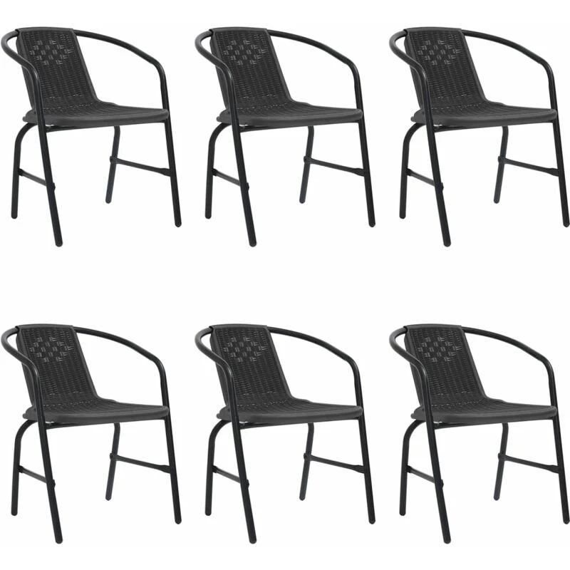 Image of VIDAXL Garden Chairs 6 pcs Plastic Rattan and Steel 110 kg Vidaxl 8720287065104
