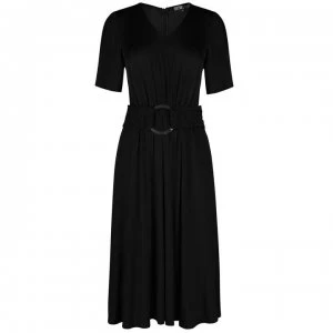 Image of Biba Belted Jersey Midi Dress - Black