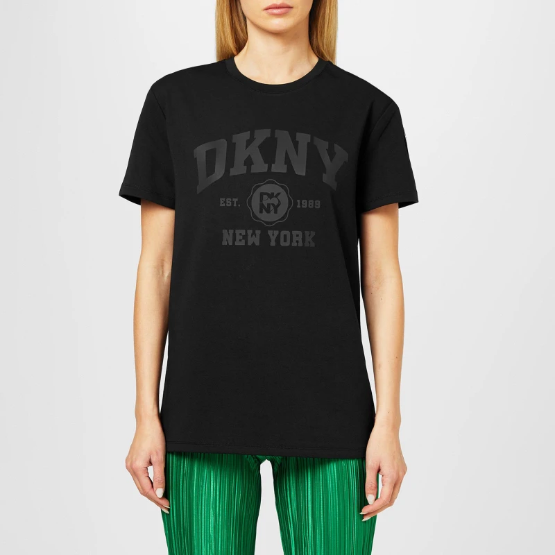 Image of DKNY Womens Oversized Varsity T-Shirt Black female 8 (XS)