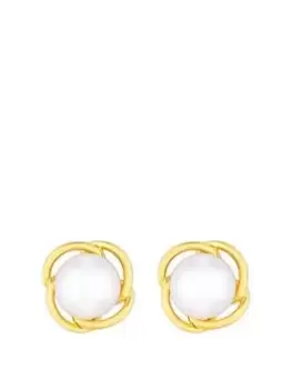 Image of Jon Richard Gold Plated Pearl Centre Flower Stud Earrings, Yellow Gold, Women