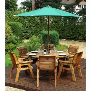 Image of Charles Taylor Six Seater Round Table Set with Parasol, Green