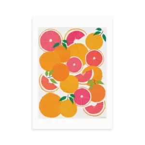 Image of East End Prints Grapefruit Harvest Print Orange/Green