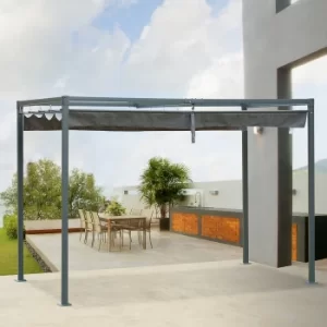 Image of Outsunny Metal Pergola Gazebo Patio Sun Shelter Grape Tent Retractable Canopy Grey