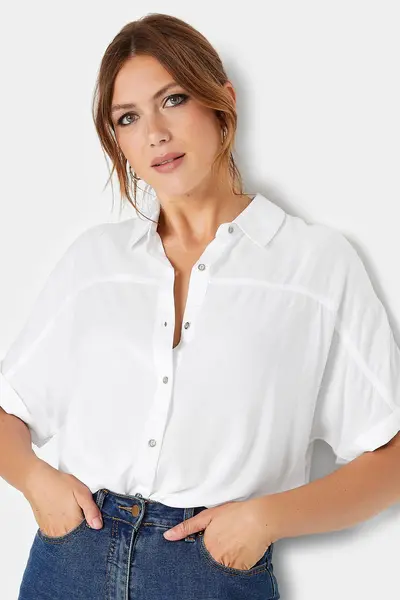 Image of Long Tall Sally Tall Short Sleeve Shirt White