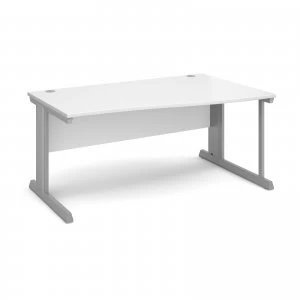 Image of Vivo Right Hand Wave Desk 1600mm - Silver Frame White Top