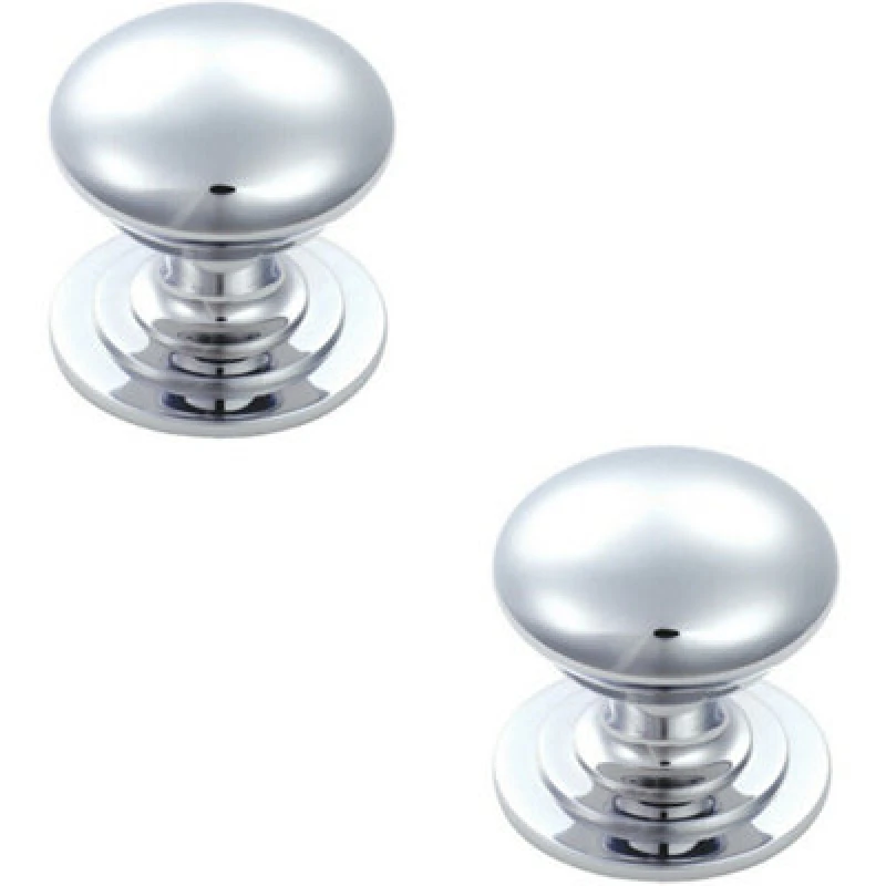 Image of Loops 2x Victorian Round Cupboard Door Knob 50mm Dia Polished Chrome Cabinet Handle Multi unisex