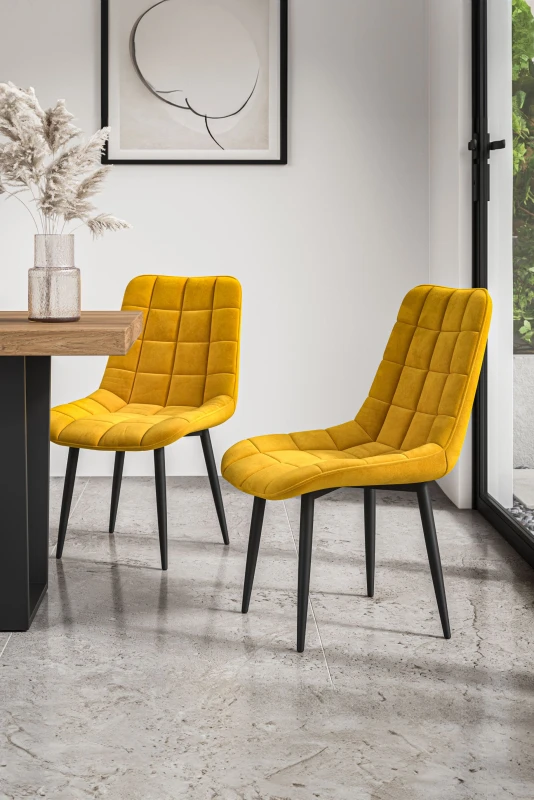 Image of More4Homes Set Of 8 Nova Modern Velvet Dining Chair Padded Seat Metal Legs Kitchen (Mustard)