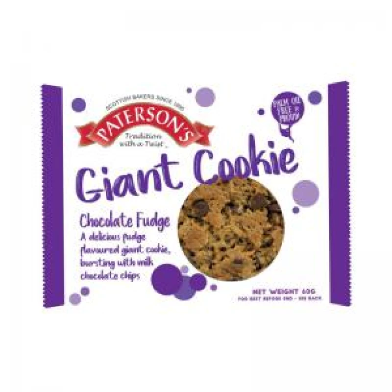 Image of Patersons Giant Cookie Chocolate Fudge 60g (18 Pack) F5319