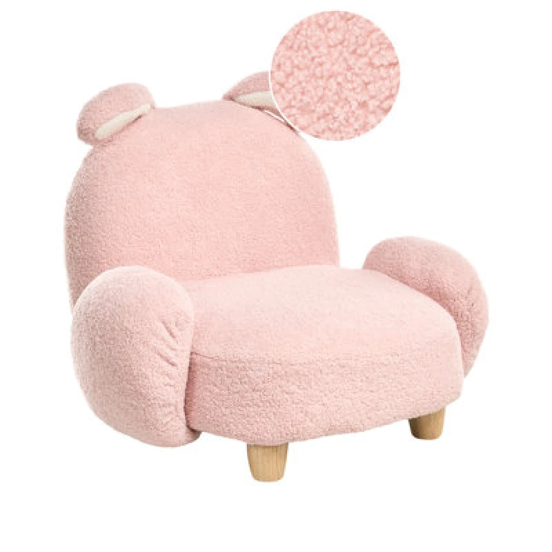 Image of Beliani Kids Armchair Rabbit Kanna Boucle Pastel Pink