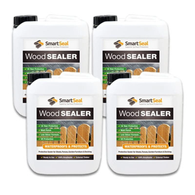 Image of Smartseal Wood Sealer, Clear Dry Finish, Outdoor & Indoor, 10Yr Protection, For Fences, Sheds And More, 4 X 5L, Clear 5.06