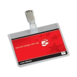 Image of 5 Star Office Name Badges Security Landscape with Plastic Clip 60x90mm Pack 25