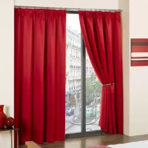 Image of Emma Barclay Cali Thermal Woven Blackout Pencil Pleat Curtains, Red, 90 x 90 Inch