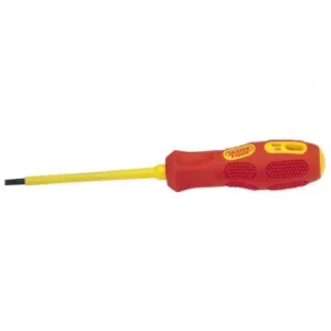 Image of Draper VDE Approved Fully Insulated Plain Slot Screwdriver, 4.0mm x 100mm (Sold Loose)