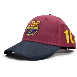 Image of FC Barcelona Messi Contrast Baseball Cap Burgundy Navy
