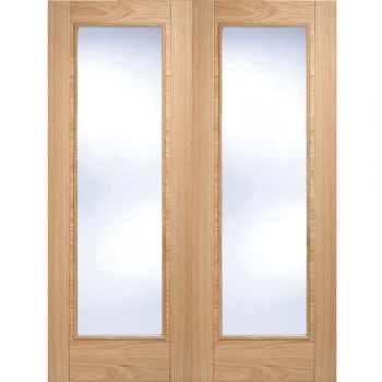 Image of LPD Vancouver Fully Finished Oak Glazed Internal Door Pair - 1981mm x 1220mm (78 inch x 48 inch)