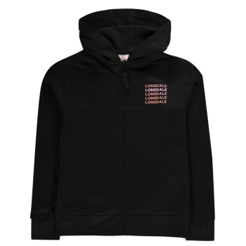 Image of Lonsdale Logo Hoodie Junior Girls - Black