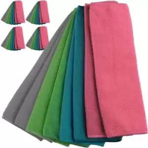 Image of Microfibre Cleaning Cloth 40Pcs Set Multicoloured 30x30cm