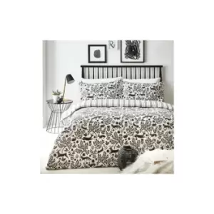 Image of Furn Skandi Woodland Duvet Cover Set (Single) (Coal) - Coal