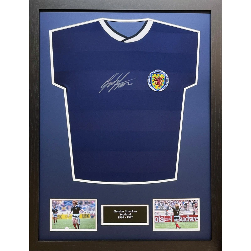 Image of AllStarSignings Ltd Gordon Strachan signed Scotland official retrshirt Blue unisex One Size