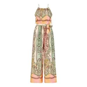 Image of Mela London Paisley Print Halter Neck Jumpsuit - Pink