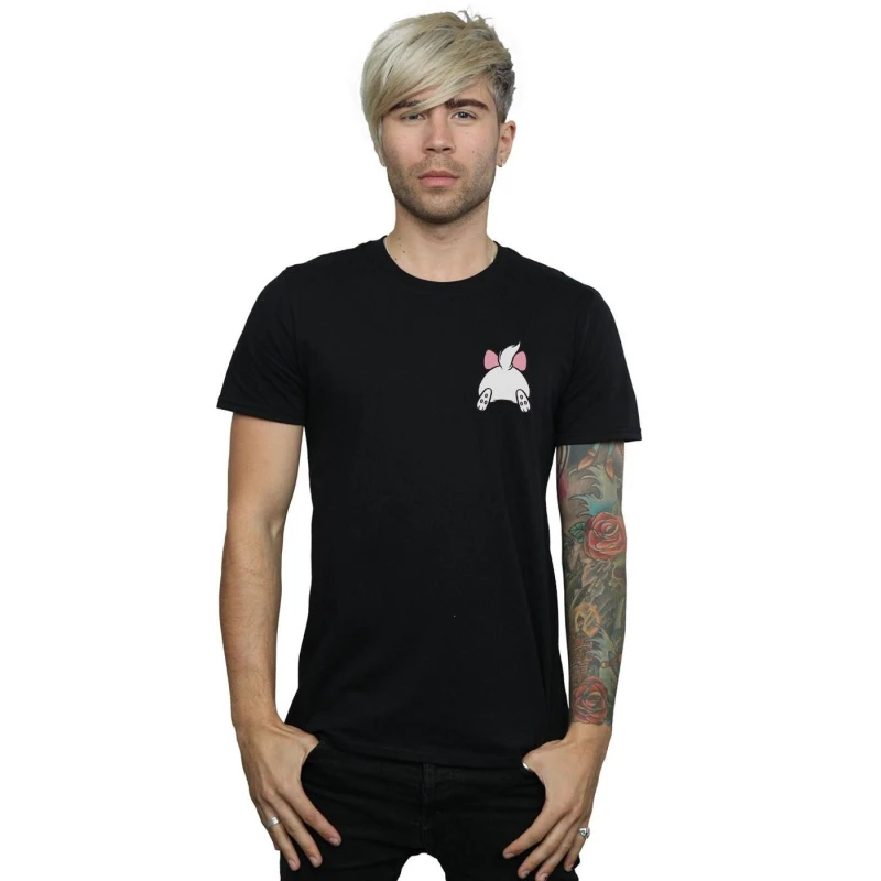 Image of Disney Men Aristocats Marie Backside Breast Print T-Shirt in Black Size: Small Black S Male 5059114687534
