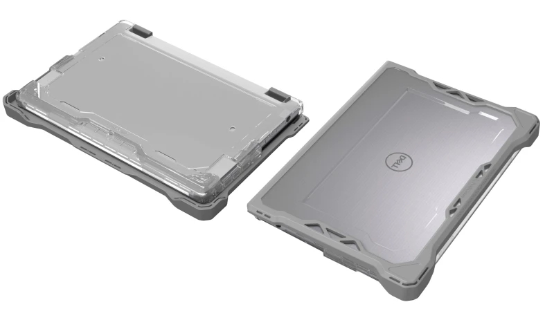 Image of Back to the Office MAXCases Extreme Shell-F Slide Case (ESL bottom panel) for Dell 3120 & 3140 Windows Clamshell & Convertible 2:1 11.6" (Gray/Clear)