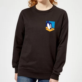 Image of Looney Tunes Road Runner Face Faux Pocket Womens Sweatshirt - Black