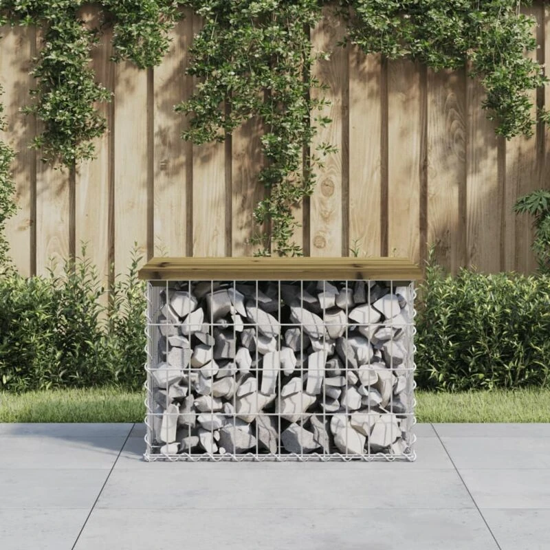 Image of vidaXL Garden Bench Gabion Design 63x44x42cm Impregnated Wood Pine, Brown 834355