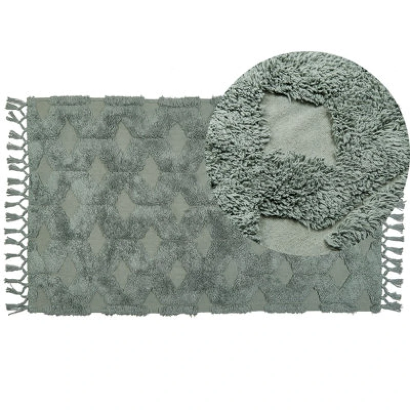 Image of Beliani Rug Kars Green 80 X 150 Cm Cotton