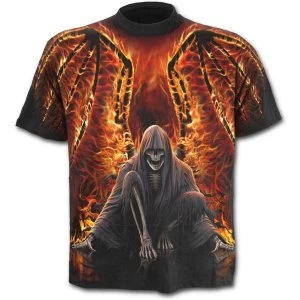 Image of Flaming Death Allover Mens Medium T-Shirt - Black