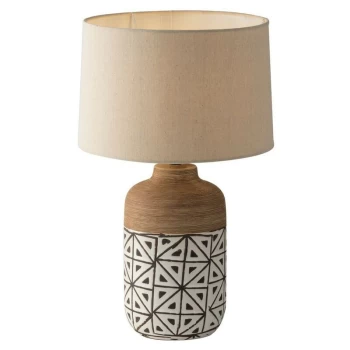 Image of Fan Europe Lighting - Fan Europe Vietri - Ceramic Table Lamp with fabric shade, Brown, Ivory, Beige, E27