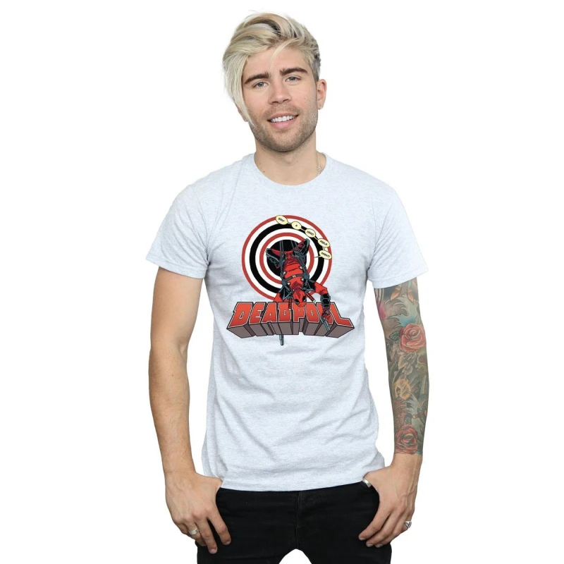 Image of Marvel Marvel Men Deadpool Upside Down T-Shirt in Grey Size: Small Grey S Male 5057736827024